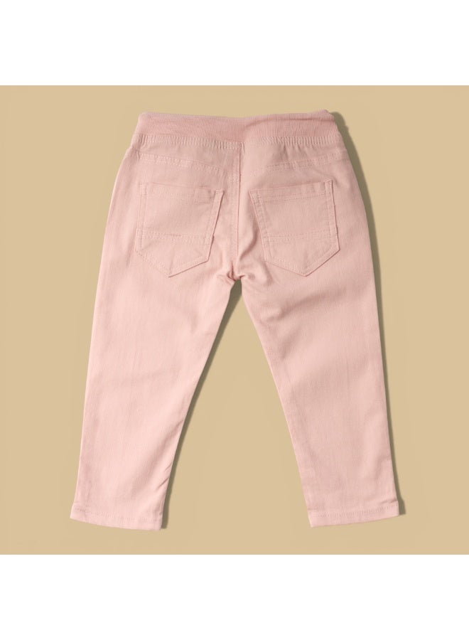 MARWAN Baby Girls Long Pants with Rib Waistband & Drawstring | Cotton Spandex - Image 2